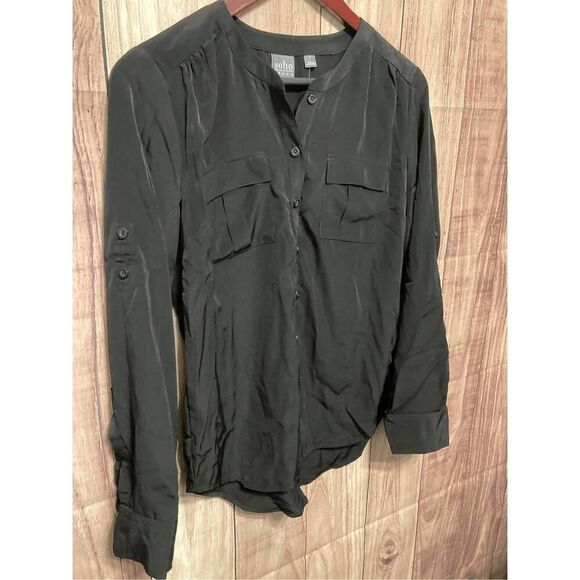 New York & Company Soho Small NWT black blouse button up womens - Picture 2 of 6